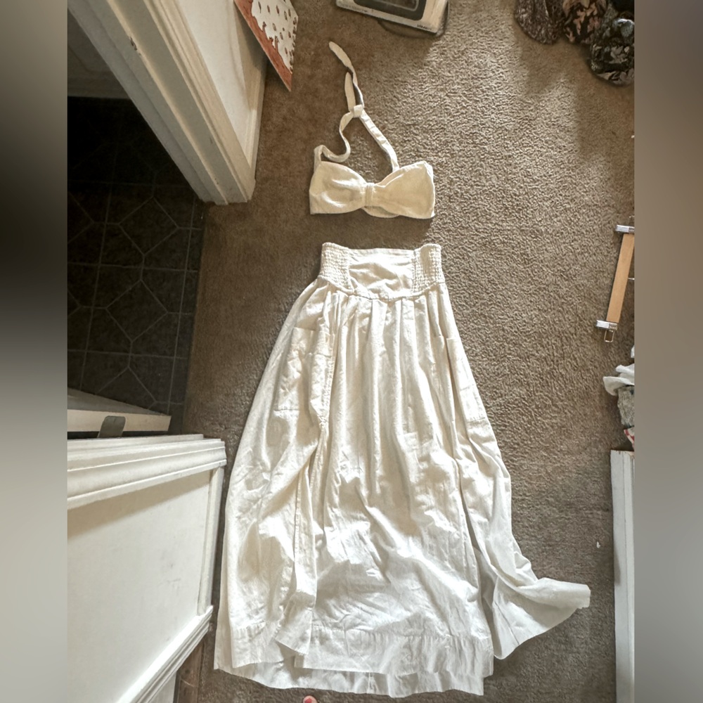 Free people white matching set.